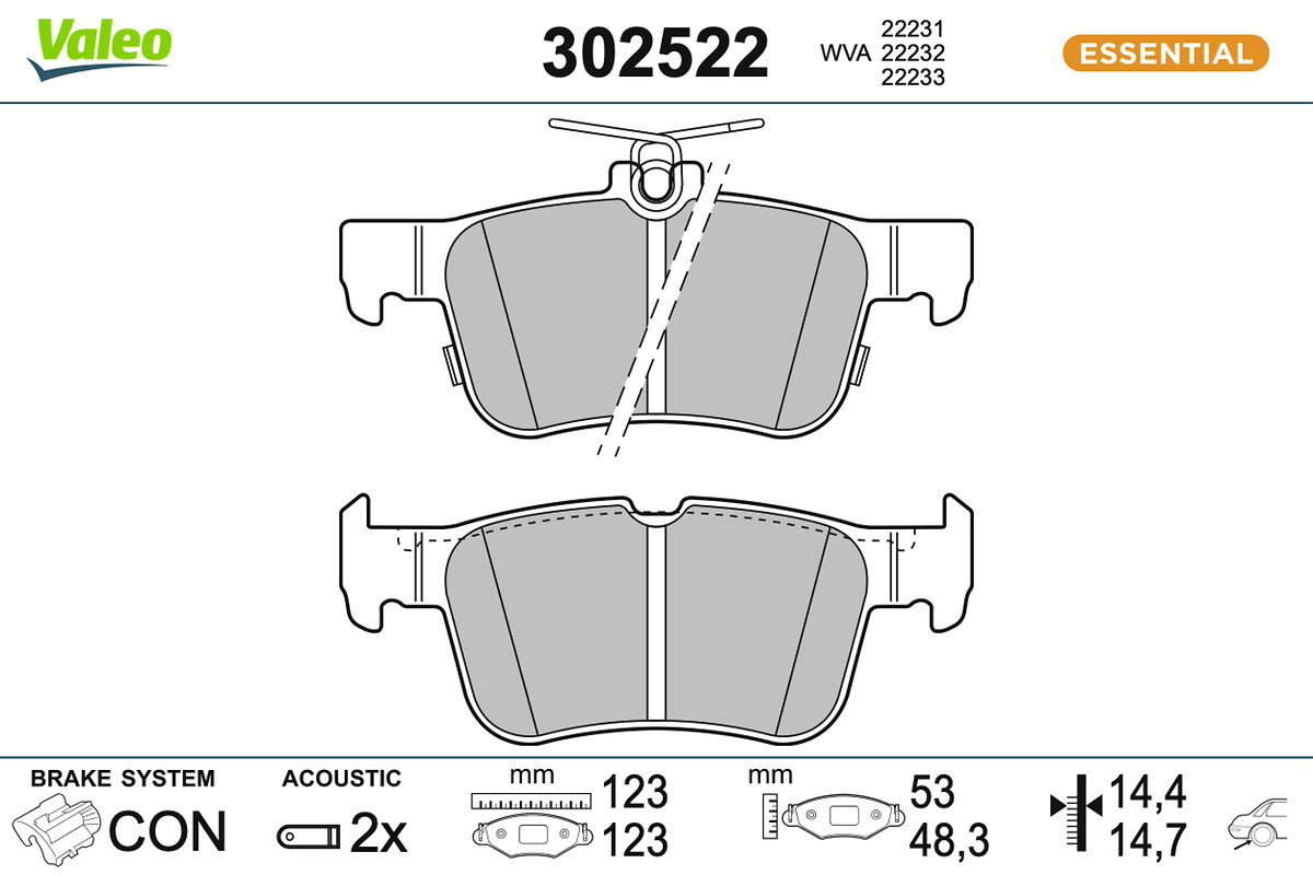 Jeu de 4 plaquettes de frein VALEO ref. 302522